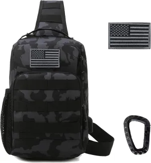 Valinov Tactical Shoulder Bag,Molle Shoulder Backpacks,Military Sling Daypack Backpack with USB Charging port