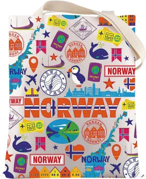 VAMSII Norwegian Proud Women Gift Norway City Trip Tote Bag Scandinavian Gift Norwegian Lovers Gifts Norway Souvenir