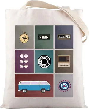 VAMSII TV Show Merchandise TV Show Lover Tote Bag Dharma Initiative Inspired Gifts for Fans Eight Sign Figure Gift