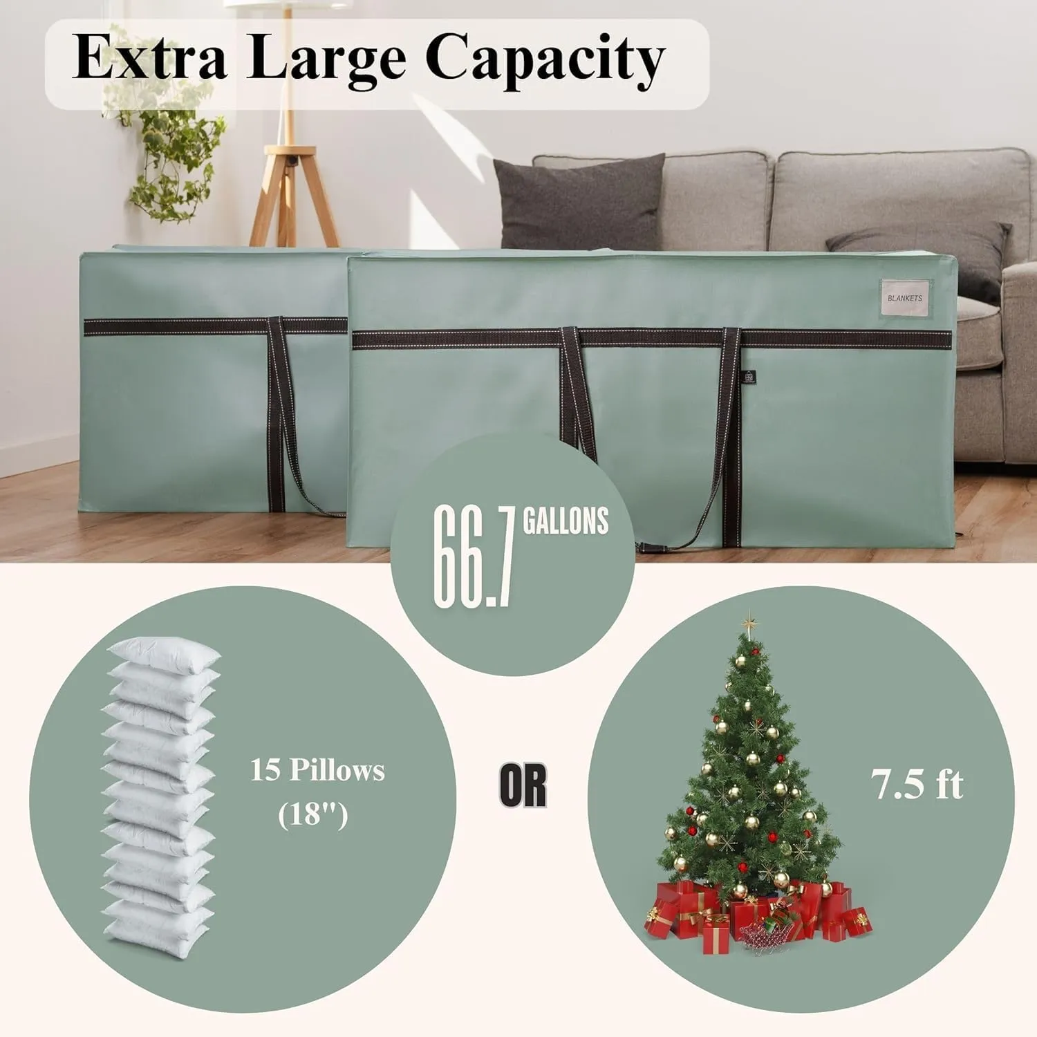 VENO 4 Pack Extra Large Moving Bags, Heavy Duty Storage, Moving Boxes, Large Storage Bins with Lids Alternative for College, Christmas Tree, Packing Supplies Essentials (Light Green Matte, 4 Pack)