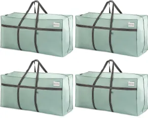 VENO 4 Pack Extra Large Moving Bags, Heavy Duty Storage, Moving Boxes, Large Storage Bins with Lids Alternative for College, Christmas Tree, Packing Supplies Essentials (Light Green Matte, 4 Pack)