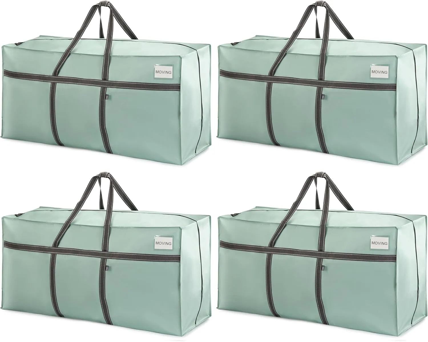 VENO 4 Pack Extra Large Moving Bags, Heavy Duty Storage, Moving Boxes, Large Storage Bins with Lids Alternative for College, Christmas Tree, Packing Supplies Essentials (Light Green Matte, 4 Pack)