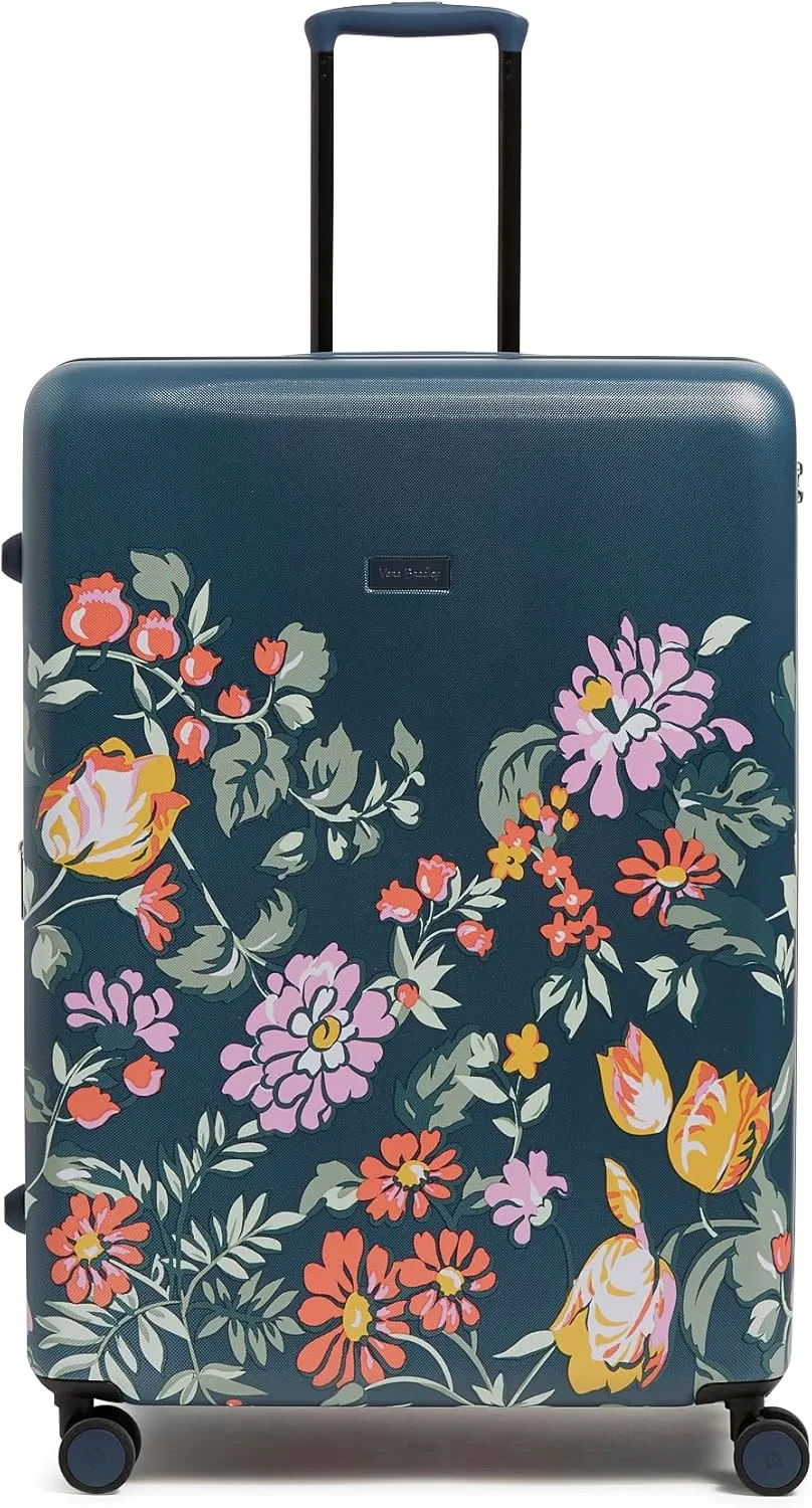 Vera Bradley Women's Hardside Rolling Suitcase Luggage, Fresh-Cut Floral Green, 29" Check in