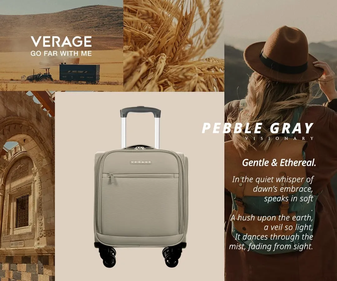 Verage Underseat Carry On Luggage with Wheels, 14.5-Inch Spinner Small Suitcase, Softside Lightweight Travel Bag for Men and Women, Airplane Carry On Bag, Pebble Gary