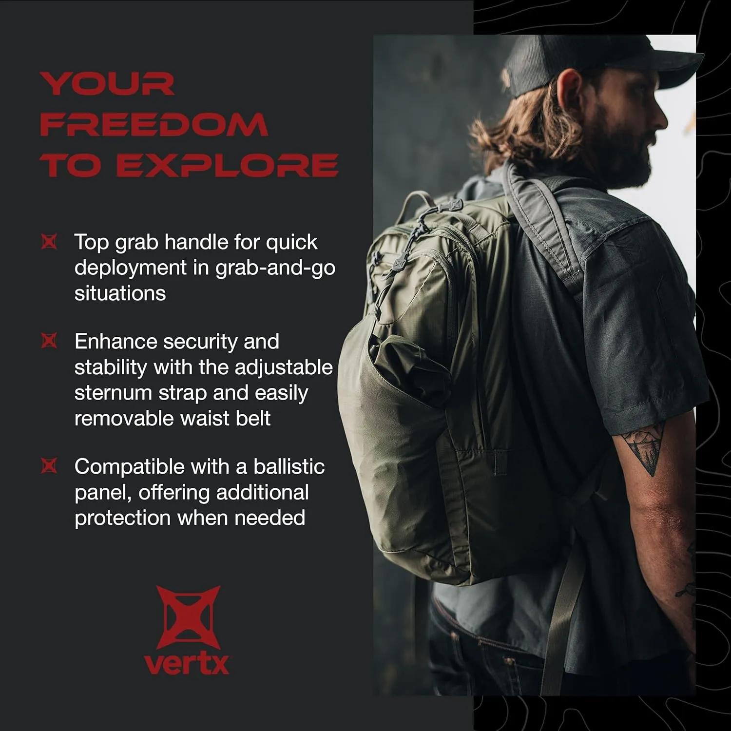 Vertx Long Walks Pack 15L Tactical Backpack Concealed Carry EDC Gear Bag for CCW, Travel, Work, Hiking, Outdoors, Royal Blue