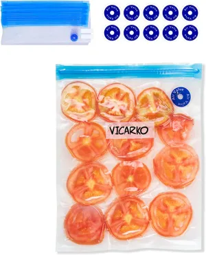 VICARKO 30 Vacuum Zipper Bags, Vacuum Sealer Bags, Food Storage, Reusable Bags, with Double Layers, BPA Free, 1.4L, 8.5 x 8.5"