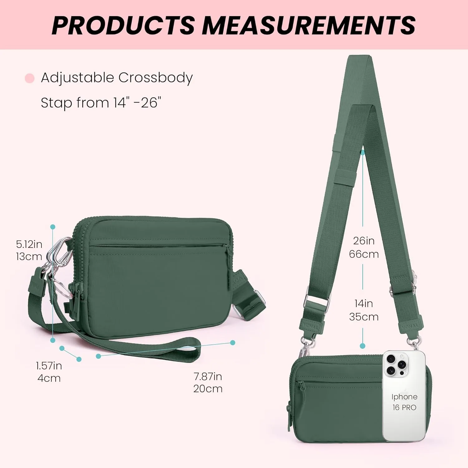 VONAL Wristlet Wallets for Women, RFID Wristlet Purse Built in Wallet, Small Nylon Crossbody Bags, Credit Card Holder