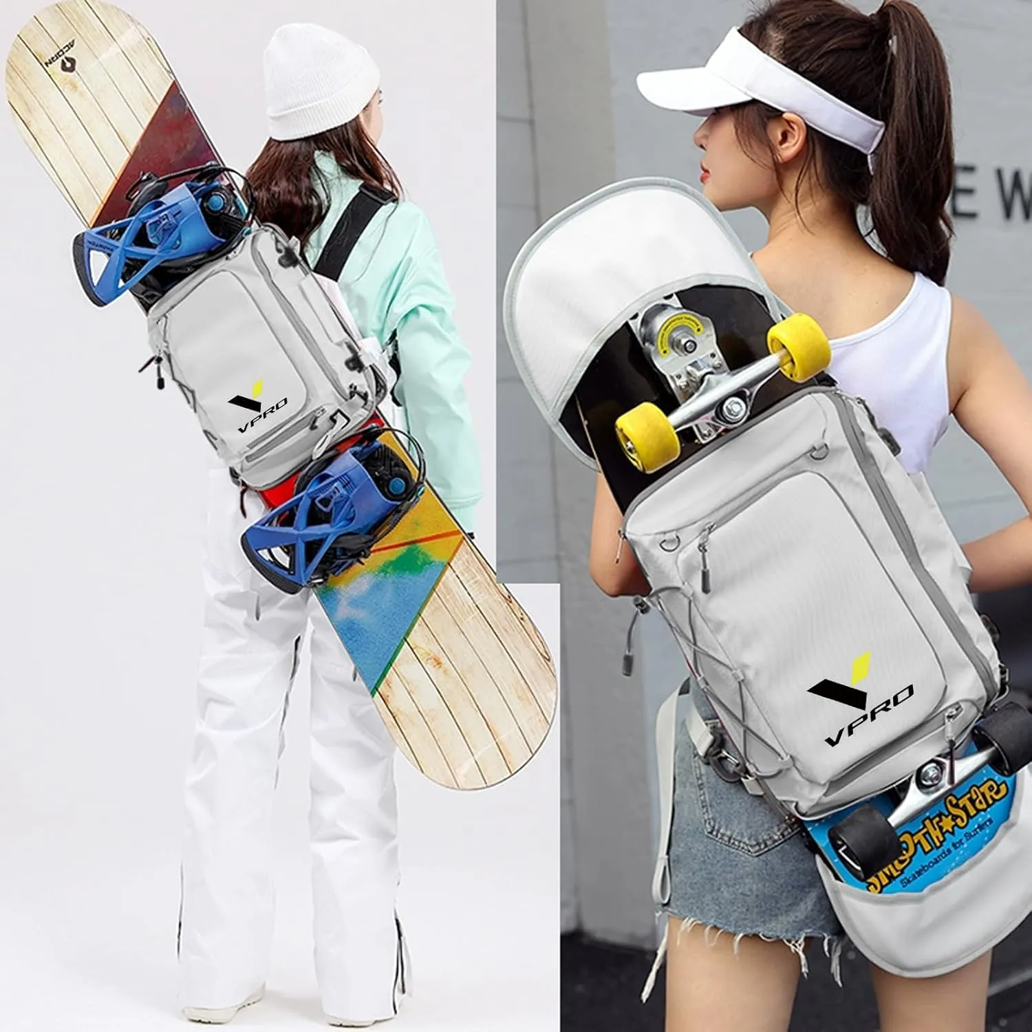 VPRO Snowboard and Skateboard Dual-Use Bag, Available Length in 140cm - 165cm for Snowboard, Full Size Universal Skateboard Bag