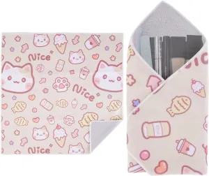 Walking Way Self-Adhesive Magic Cloth Makeup Bag, Portable Protective Cosmetic Pouch, Camera Lens Wrap, Stylish Travel Organizer for Beauty Essentials, Travel, Gifts & Daily Use (Kitty, 21.65 inch)