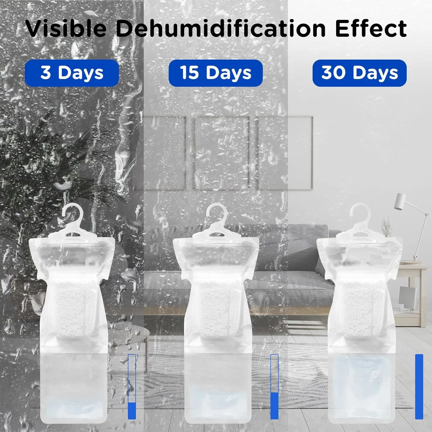 W&E Choice Moisture Absorbers Hanging Bag for Your Closet, Dehumidifier Bags for Bathroom, Fragrance Free Humidity Packs, 10 Pack, 9.9 Oz