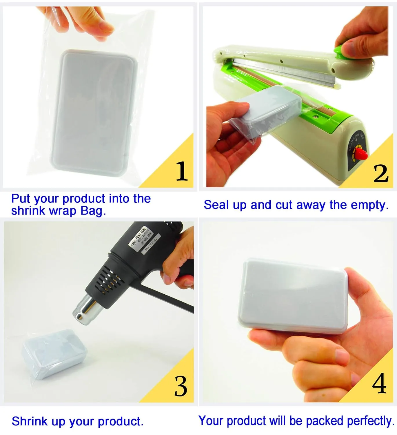 WEIWEI - 12 X 16 inch 200PCS 100 Gauge Odorless PVC Heat Shrink Wrap Bags with Vent Hole