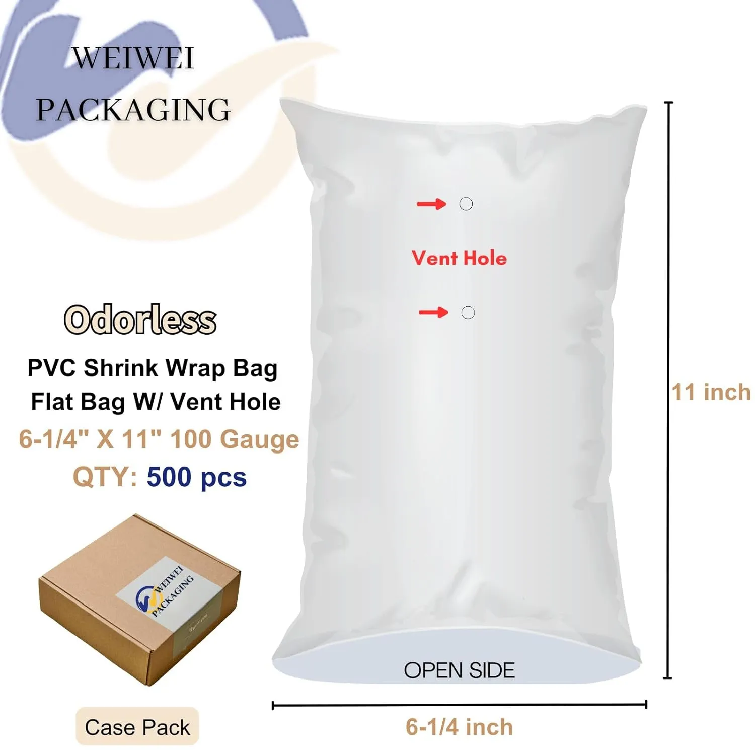 WEIWEI - Heat Shrink Wrap Bags 6 1/4 X 11 Inch, Odorless PVC Shrink Wrap Bags for Packaging for Merchandise, DVD Case, Gift Wrapping, Shoes, Homemade DIY Projects