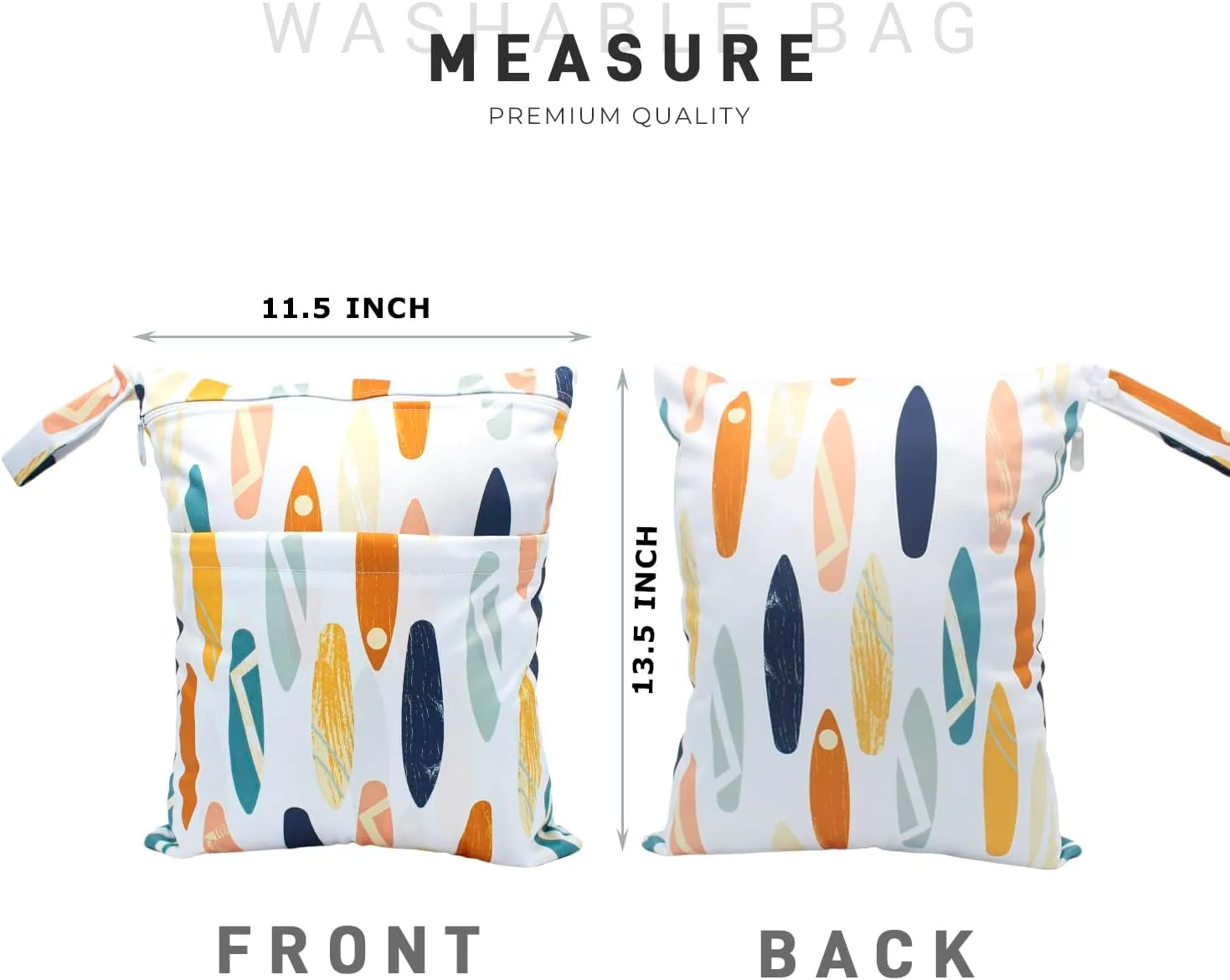 Wet Dry Bag Waterproof Reusable Wet Bag for Swimsuit, Travel, Bathing, Beach, Pool, Diapers, Yoga Gym Bag Dirty Wet Clothes Daycare Organizer with Two Pockets (duck skateboard)