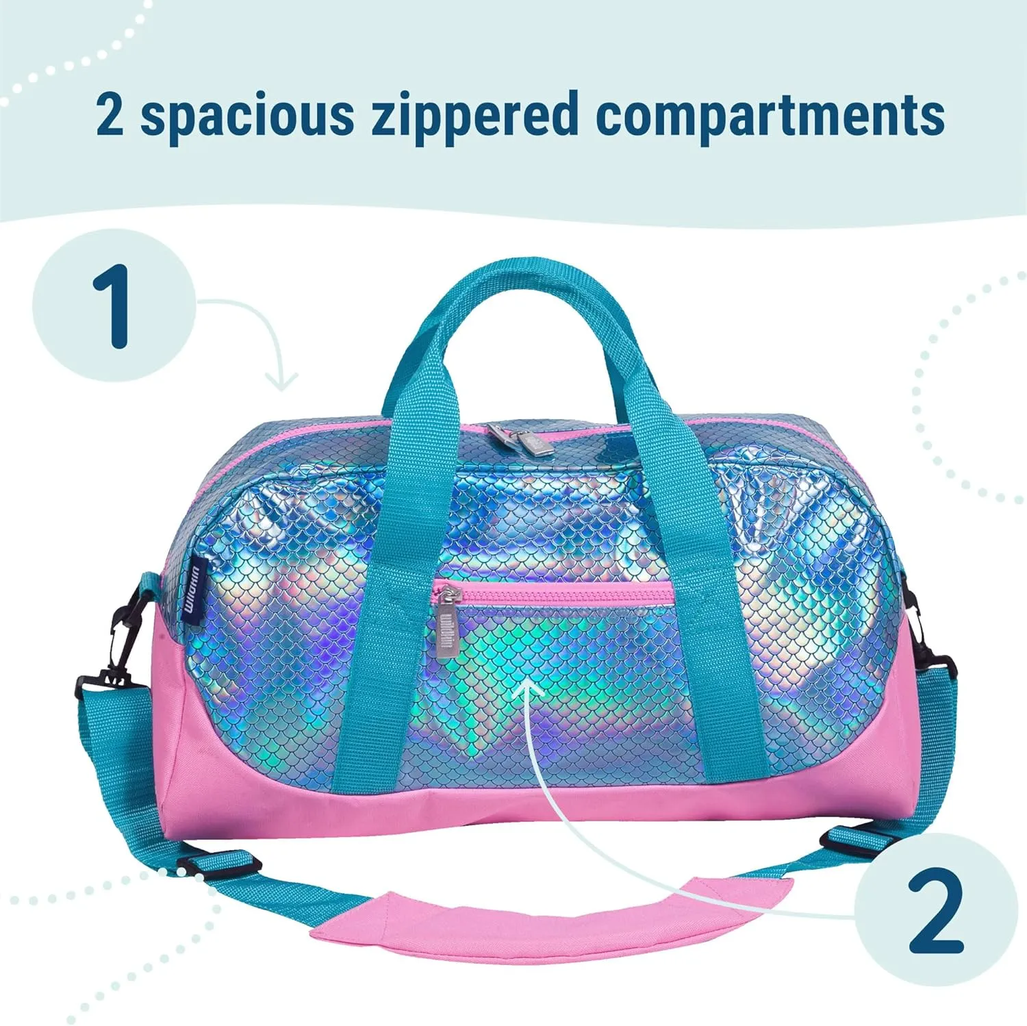 Wildkin Kids Overnighter Duffel Bag – Carry-On Size, Ideal for School & Sleepovers - Mermaid Scales