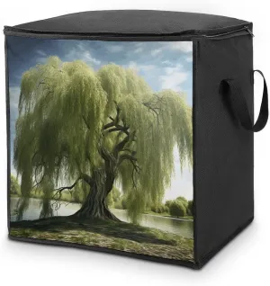 Willow TreeStorage Bag Large Blanket Storage Bag Bedding Storage Container Quilt Storage Bag With Zipper for Easy Storage Of Clothes Pillows And Toys