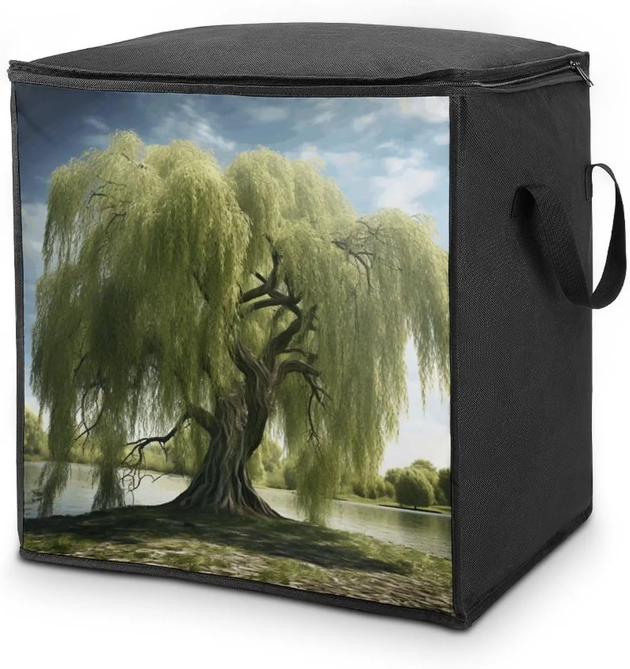 Willow TreeStorage Bag Large Blanket Storage Bag Bedding Storage Container Quilt Storage Bag With Zipper for Easy Storage Of Clothes Pillows And Toys