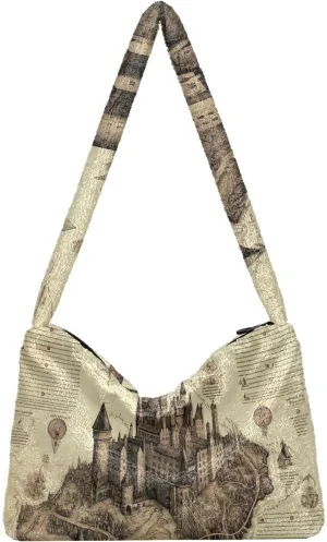 Winter Christmas Forest Deer Plush Shoulder Bag, Book Bags for Women, Autumn Handbags