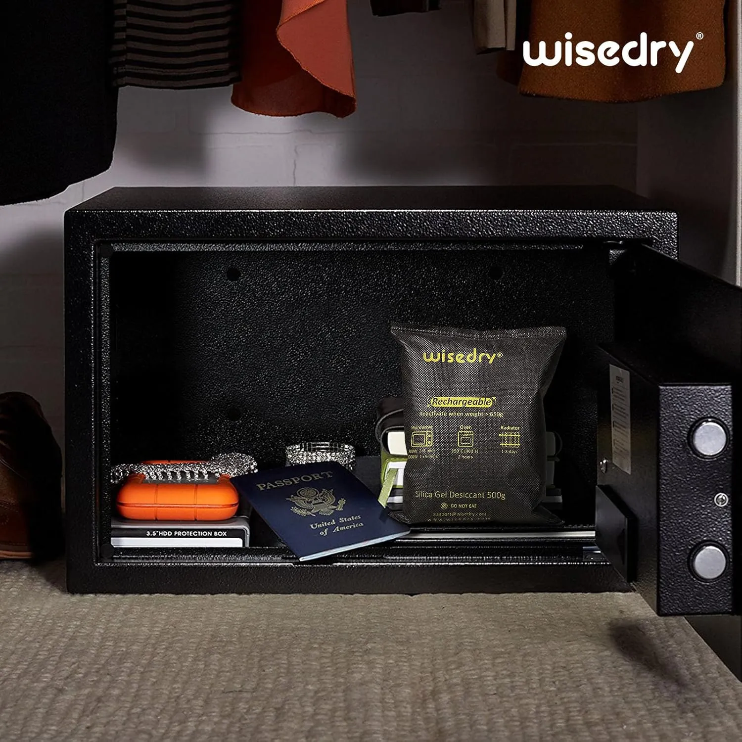 wisedry 10 x 500 Grams [11 lbs] Rechargeable Silica Gel Car Dehumidifier, Microwave Fast Reactivated Desiccant Packets Large for Gun Safe Closet Basement Garage Storage Moisture Absorber Bag Reusable