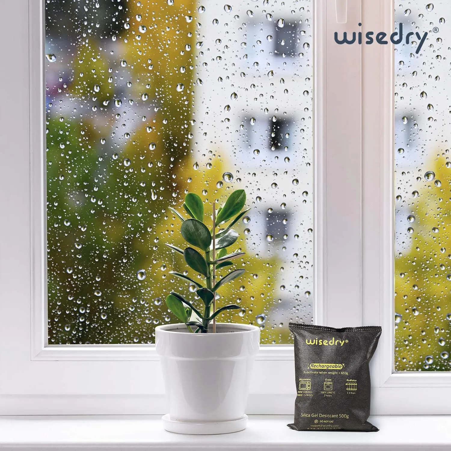wisedry 4 x 500 Grams [4.4 lbs] Rechargeable Silica Gel Car Dehumidifier, Microwave Fast Reactivated Desiccant Packets Large for Gun Safe Closet Basement Garage Storage Moisture Absorber Bag Reusable