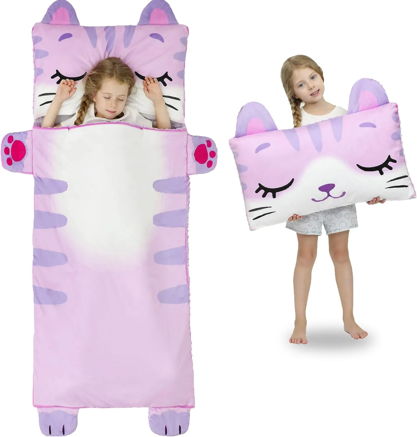 Wizland Kid Sleeping Bag-Thick Large Cut Sleeping Bag 61.8"×28.3" for Kindergarten -Removable Flannel School Mat for Boys and Girls Super Soft, Warm, Cozy