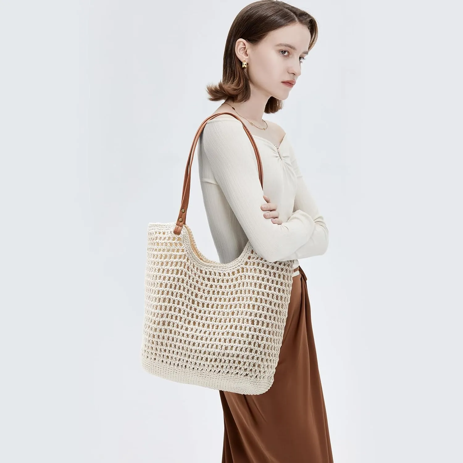 Women Genuine Leather Handbag for Women Large Work Tote Bag with Top Handle Purse Satchel Shoulder Bag for Women