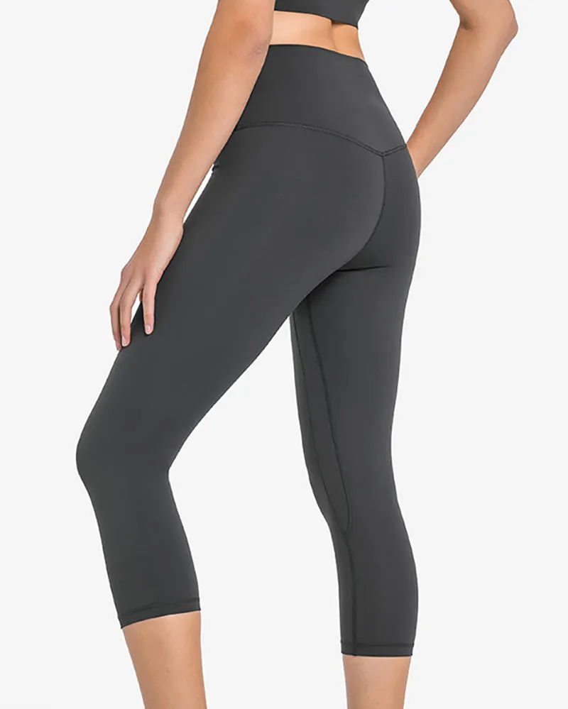 Women High Waist Solid Color 7 Point Leggings 4-12