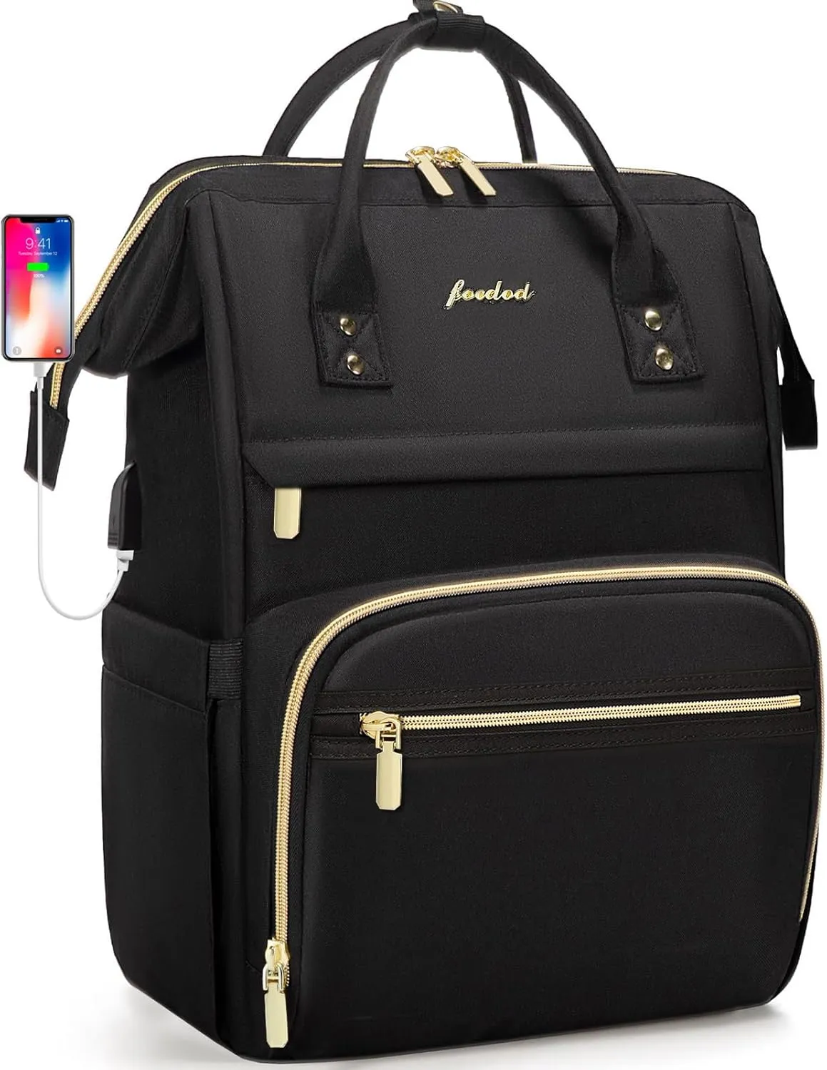 Women Laptop Backpack Teacher Bags: 17.3 Inch Nurse Computer Backpack with USB Port Work Bag Stylish Travel Daypack Bookbag Waterproof for Business Woman Gifts BLACK