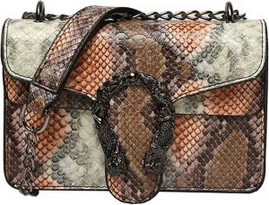 Women Leather Crossbody Purse Bags,Fashion Snake Printed Leather Shoulder Bags,Small Clutch Bags
