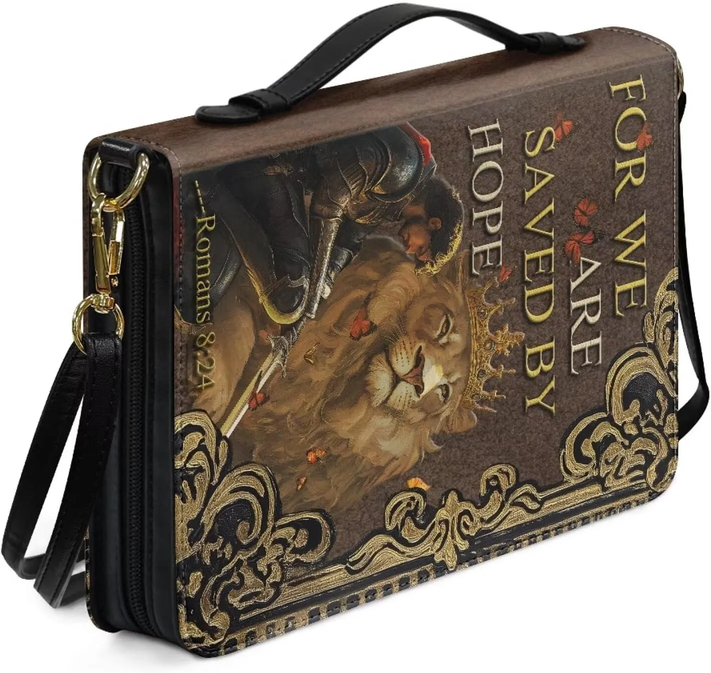 Women Men Bible Cover with Adjustable Strap Shoulder Strap Bag Bible Carrying Case for Church Services Bible Case