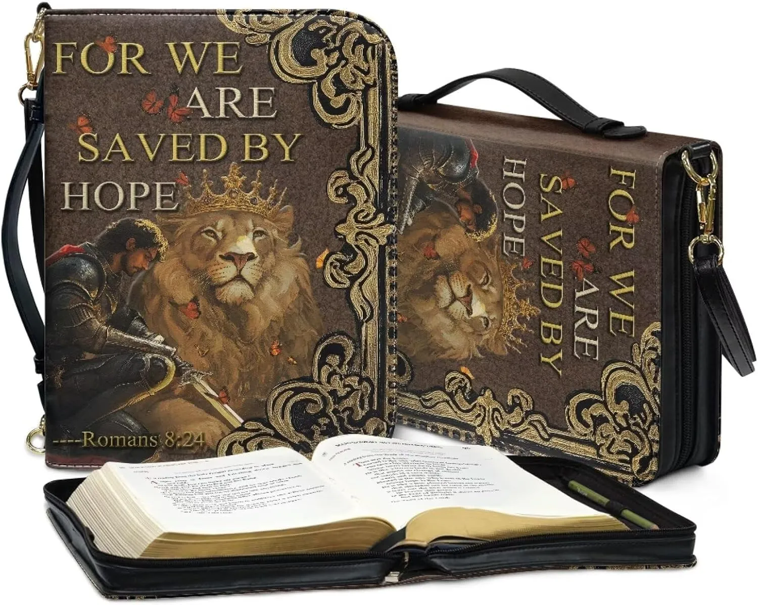 Women Men Bible Cover with Adjustable Strap Shoulder Strap Bag Bible Carrying Case for Church Services Bible Case