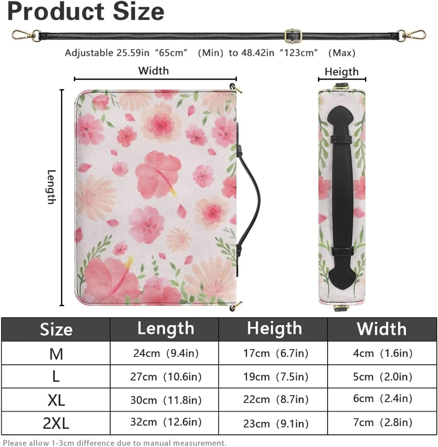 Women Men Bible Cover with Adjustable Strap Shoulder Strap Bag Bible Carrying Case for Church Services