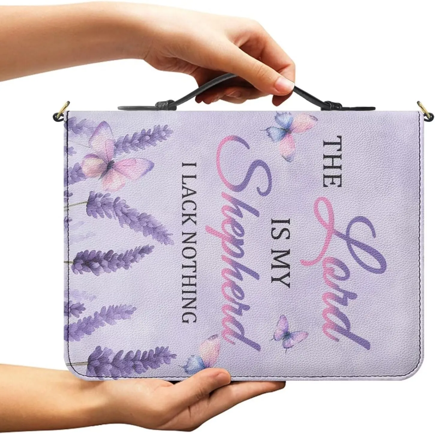 Women Men Bible Cover with Adjustable Strap Shoulder Strap Bag Bible Carrying Case for Church Services