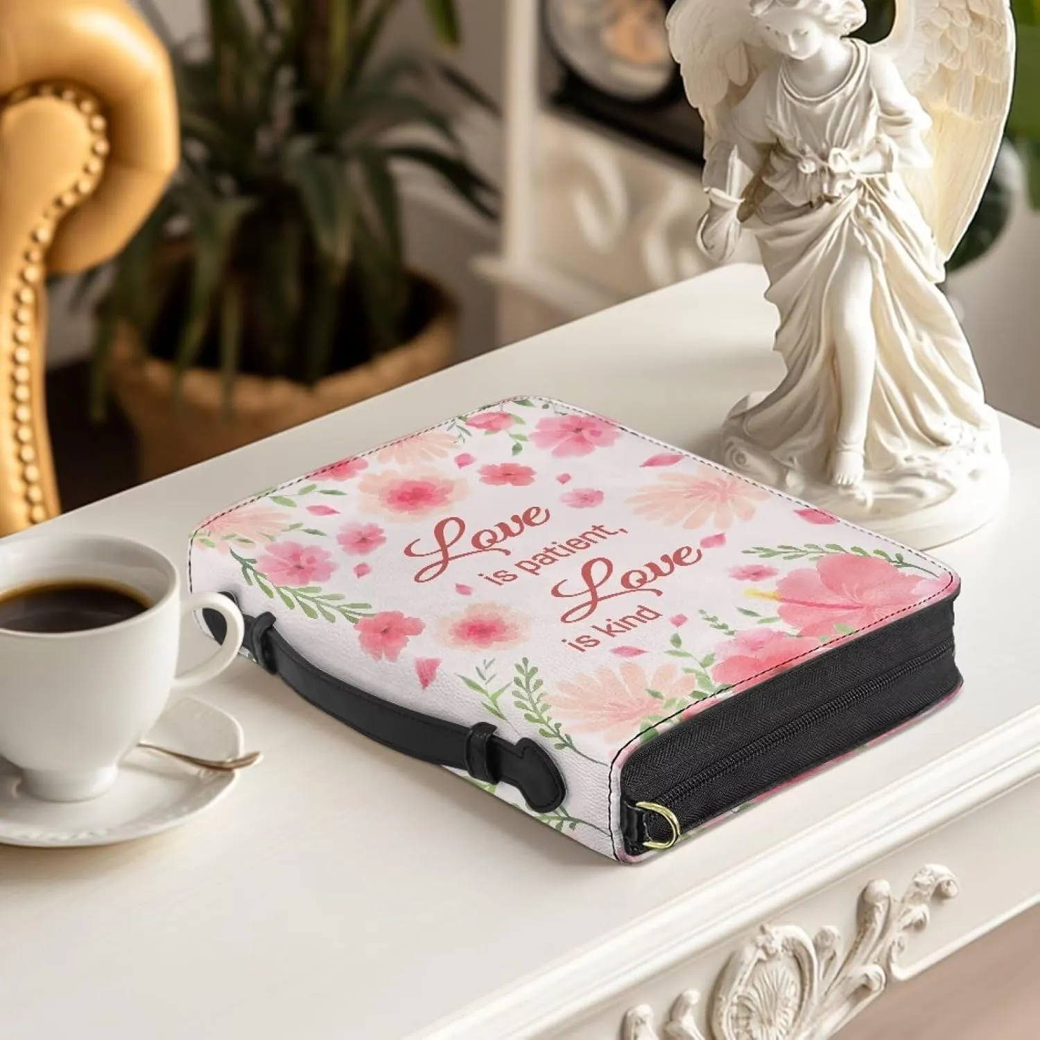 Women Men Bible Cover with Adjustable Strap Shoulder Strap Bag Bible Carrying Case for Church Services
