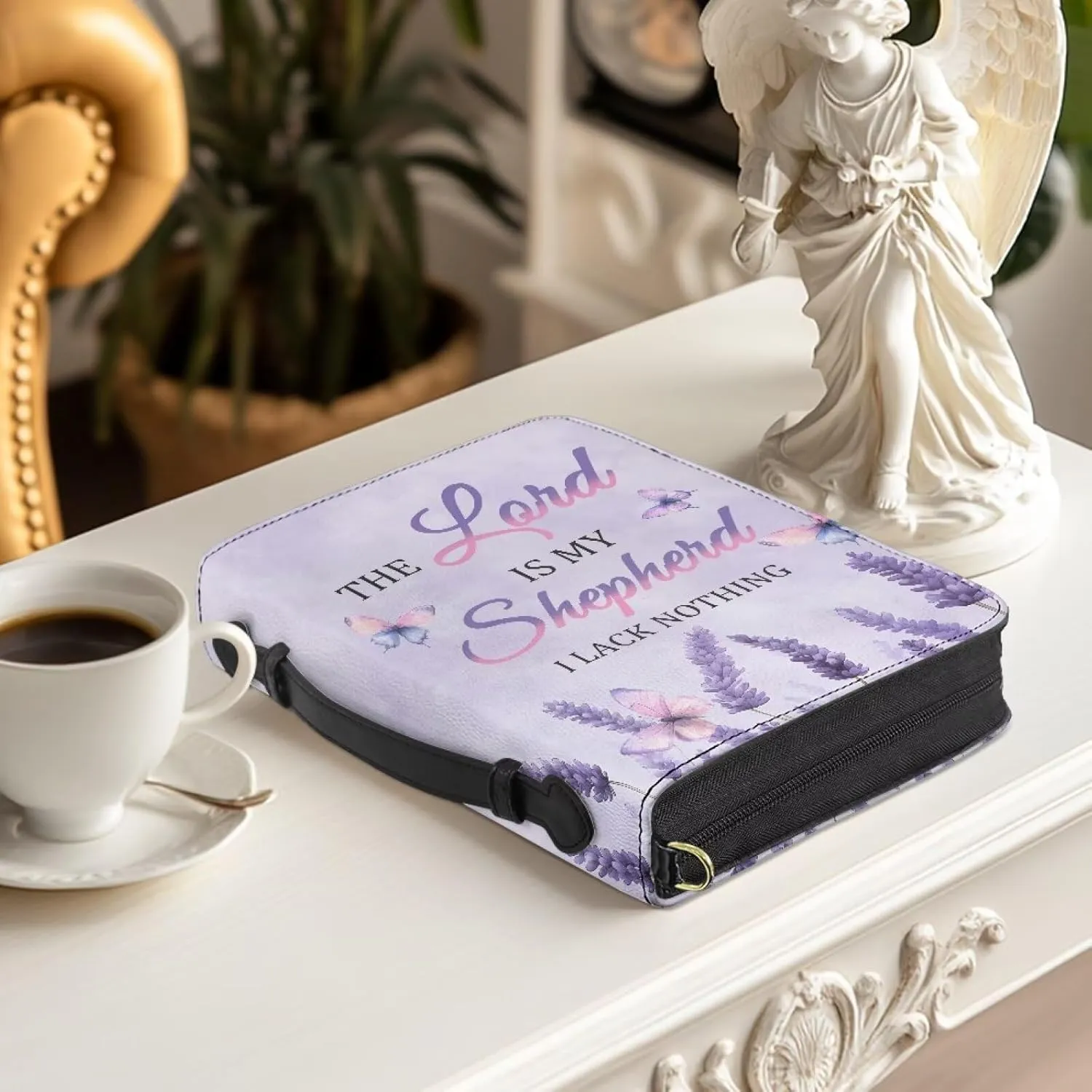 Women Men Bible Cover with Adjustable Strap Shoulder Strap Bag Bible Carrying Case for Church Services