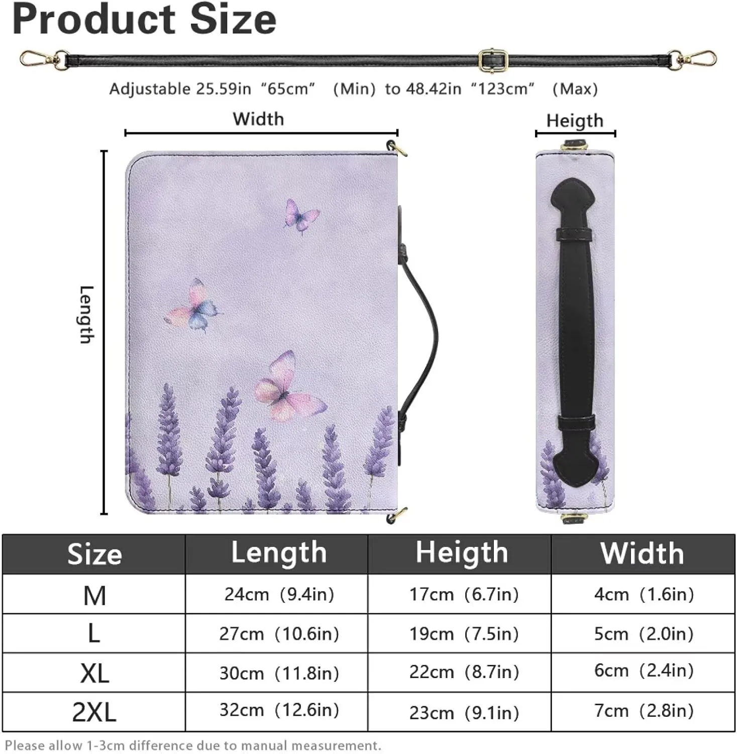 Women Men Bible Cover with Adjustable Strap Shoulder Strap Bag Bible Carrying Case for Church Services