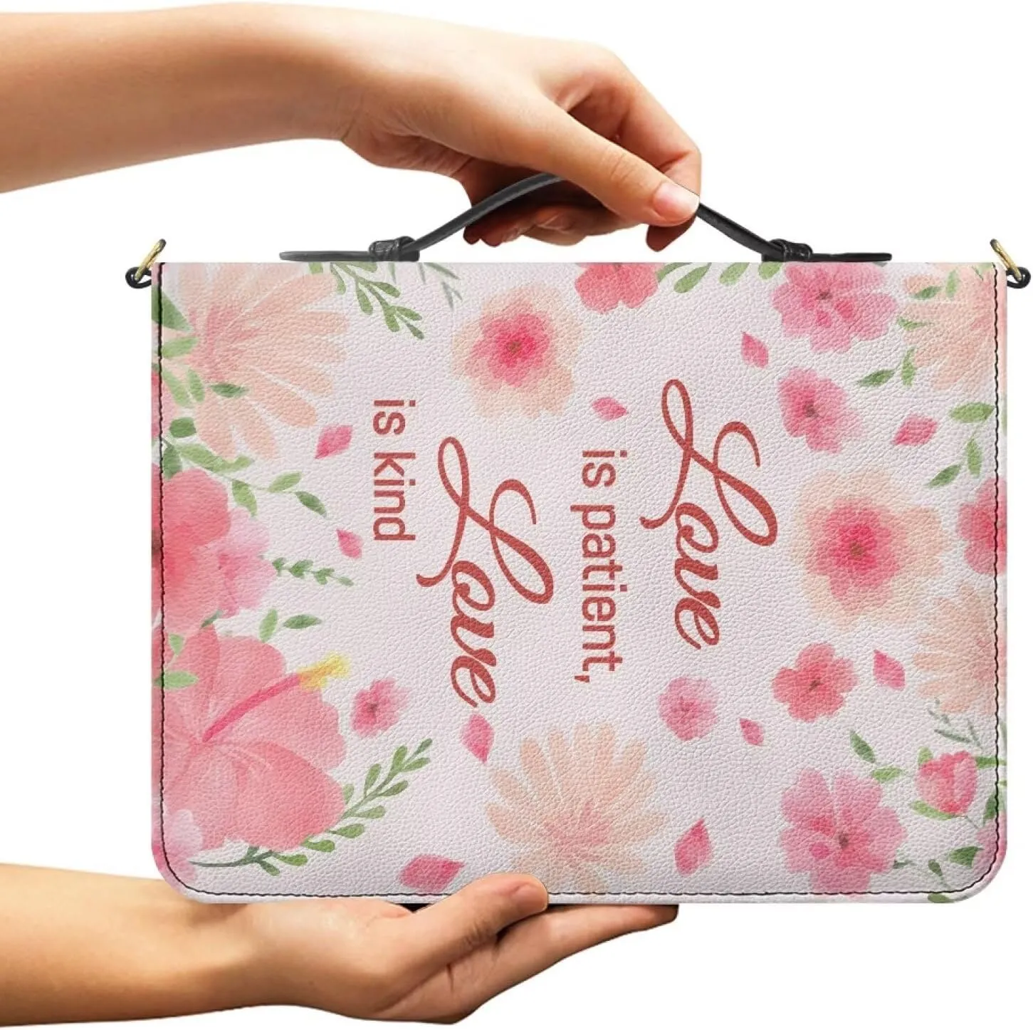 Women Men Bible Cover with Adjustable Strap Shoulder Strap Bag Bible Carrying Case for Church Services