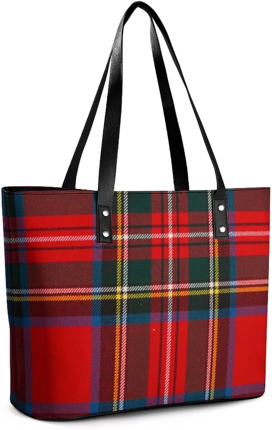 Women Red Plaid European Western Culture Inspired Abstract Irish Pattern Vintage Classical Design Purses Multifunction Handbags Top Handle Satchel Shoulder Bags Messenger Tote Bag for Ladies