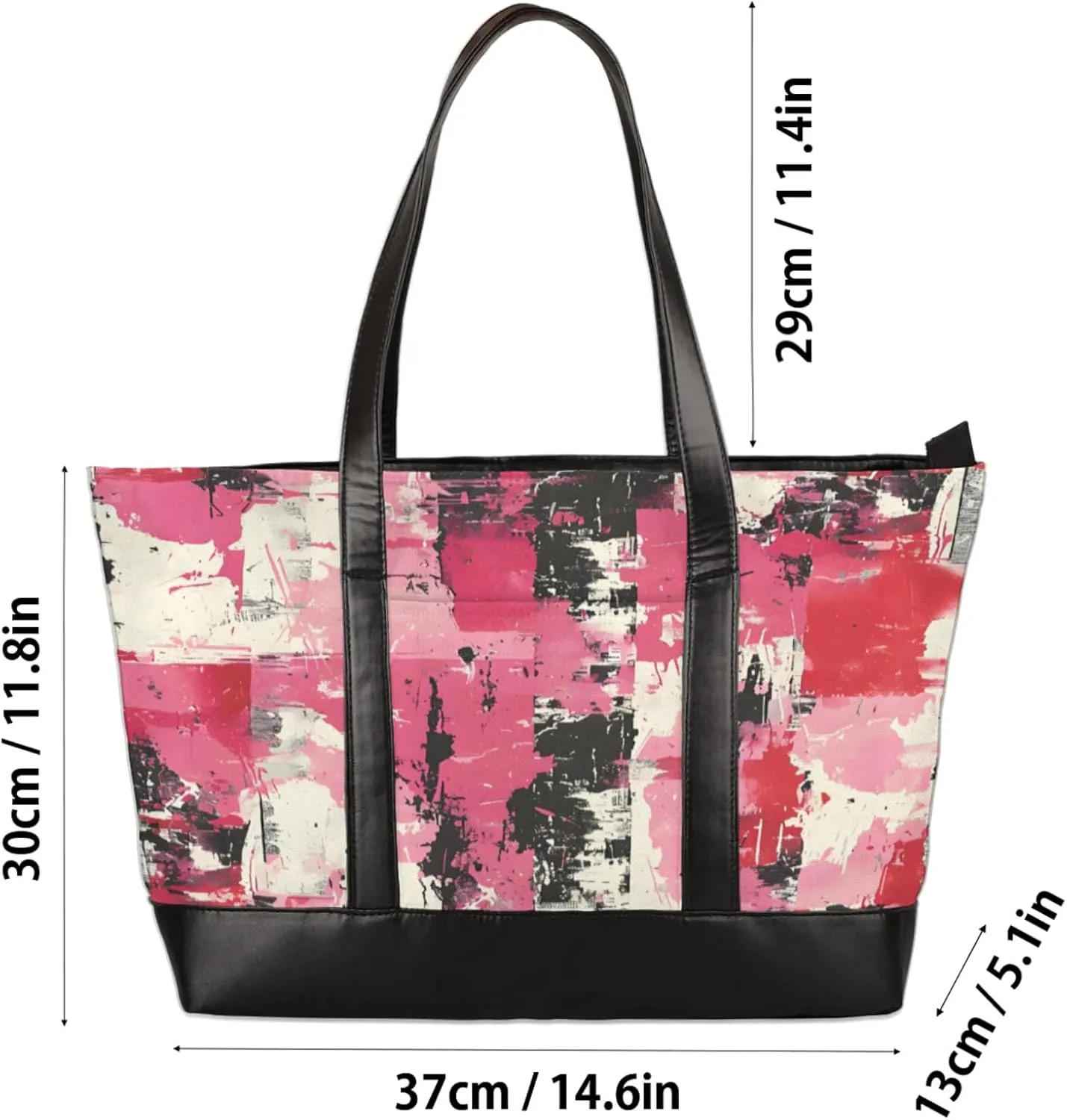 Women Tote Bag with Zipper, Shopper Handbag Travel Purse, PU Leather Laptop Tote Bags, Weekender Tote Bags