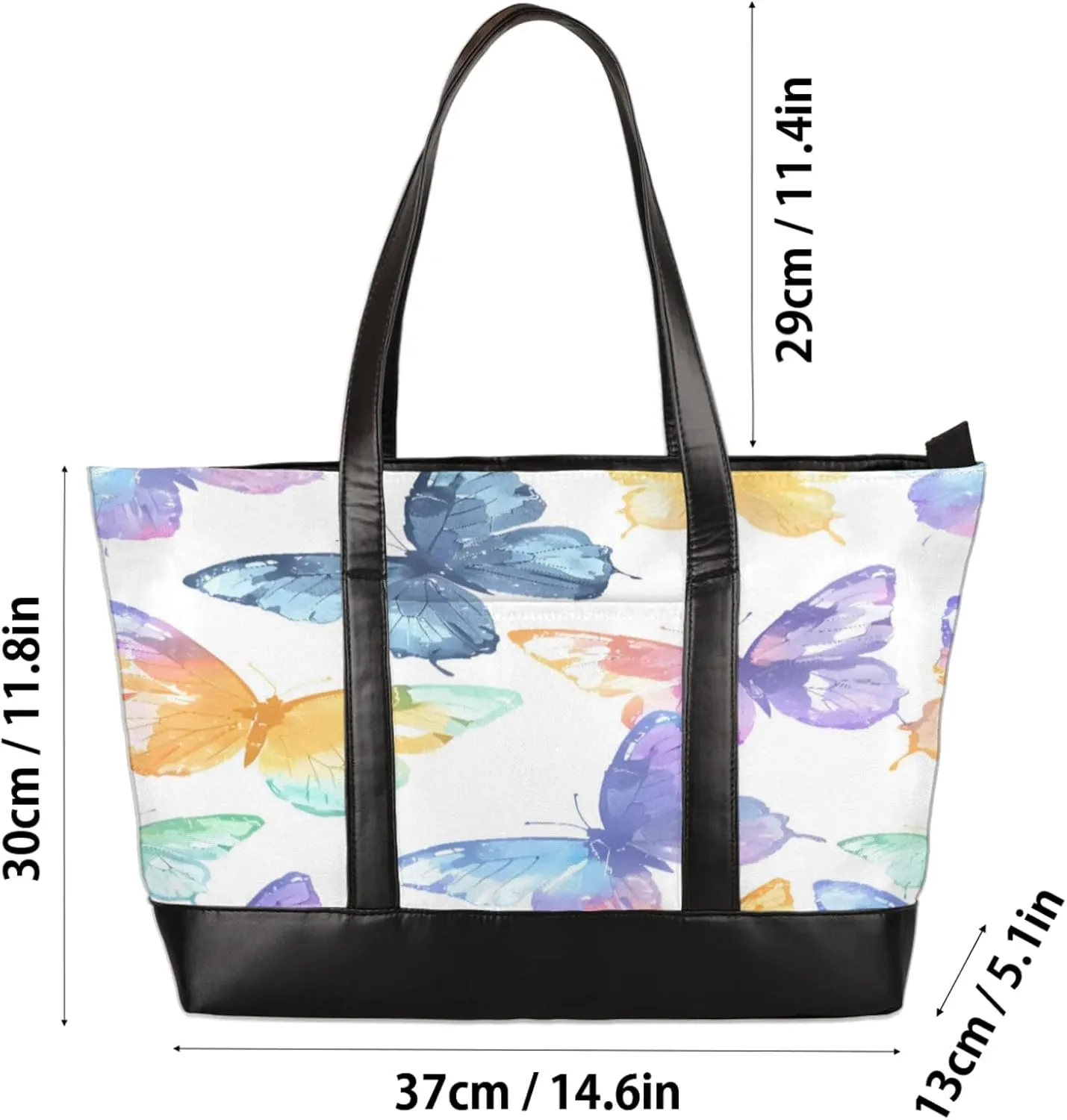 Women Tote Bag with Zipper, Shopper Handbag Travel Purse, PU Leather Laptop Tote Bags, Weekender Tote Bags