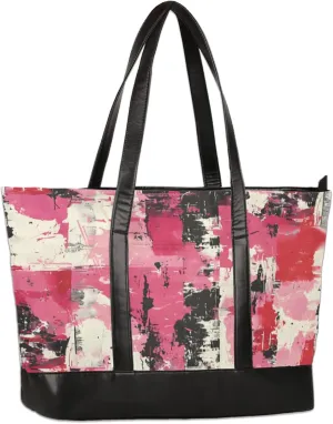 Women Tote Bag with Zipper, Shopper Handbag Travel Purse, PU Leather Laptop Tote Bags, Weekender Tote Bags