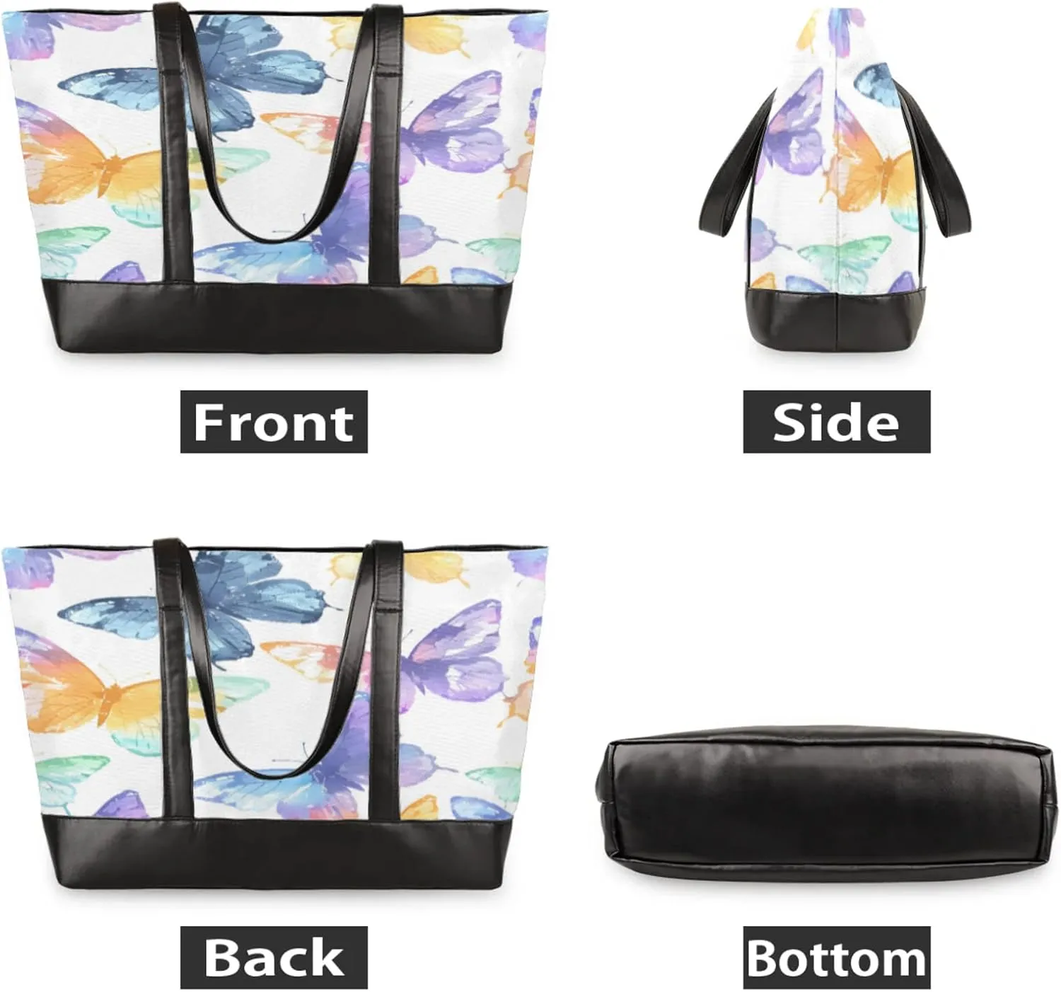 Women Tote Bag with Zipper, Shopper Handbag Travel Purse, PU Leather Laptop Tote Bags, Weekender Tote Bags