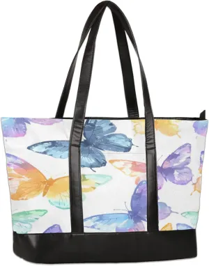 Women Tote Bag with Zipper, Shopper Handbag Travel Purse, PU Leather Laptop Tote Bags, Weekender Tote Bags
