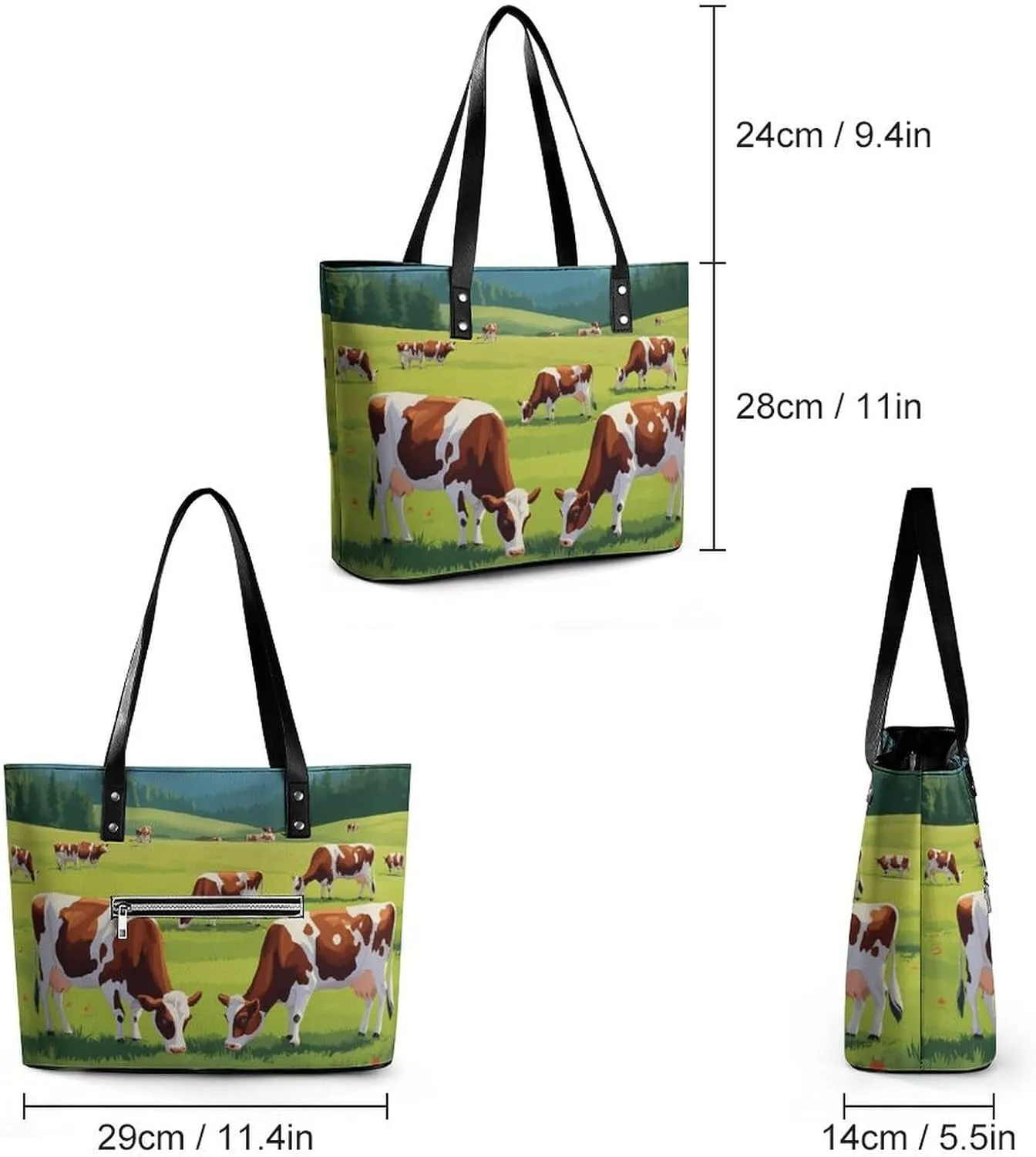 Women Tote Bags Casual Handbags PU Leather Shoulder Travel Bag