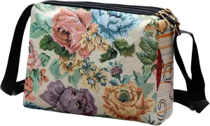 Women Vintage Crossbody Bag Lightweight Butterfly/Floral Embroidery Shoulder Bag Handbag for Beach Vacation Travel