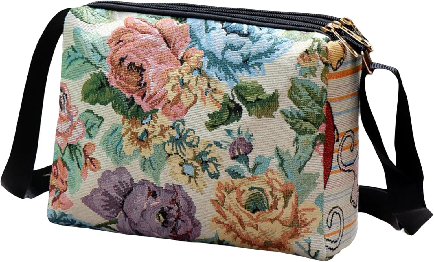 Women Vintage Crossbody Bag Lightweight Butterfly/Floral Embroidery Shoulder Bag Handbag for Beach Vacation Travel