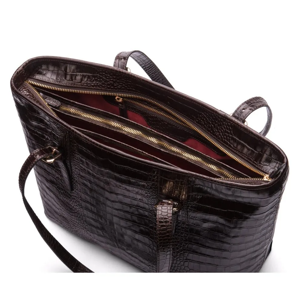 Women's 13" Laptop Workbag - Brown Croc-Effect