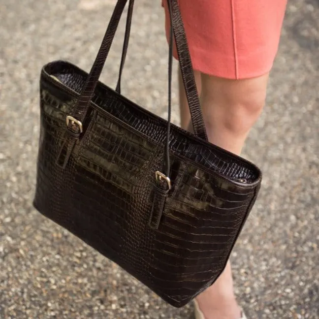 Women's 13" Laptop Workbag - Brown Croc-Effect