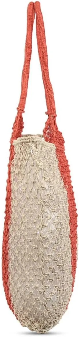 Women's Handmade Cotton Tote Bag – Bohemian Shoulder Bag, Spacious Hand-Crochet Vintage Knitted Shopping Bag