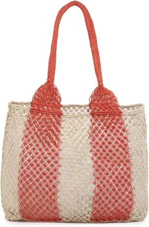 Women's Handmade Cotton Tote Bag – Bohemian Shoulder Bag, Spacious Hand-Crochet Vintage Knitted Shopping Bag