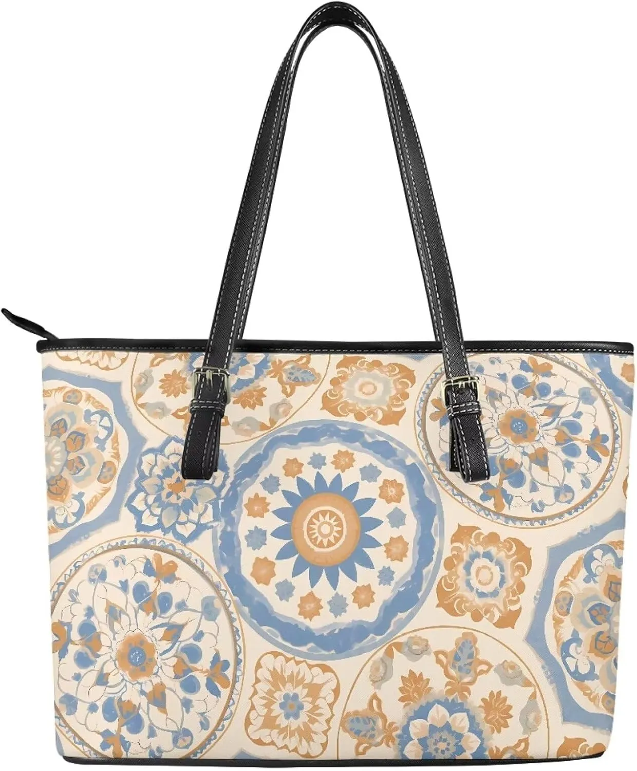 Womens Leather Tote Office Shoulder Bags, Cow Spots PU Leather Tote Bags Boho Shopping Carry Messenger Handbag